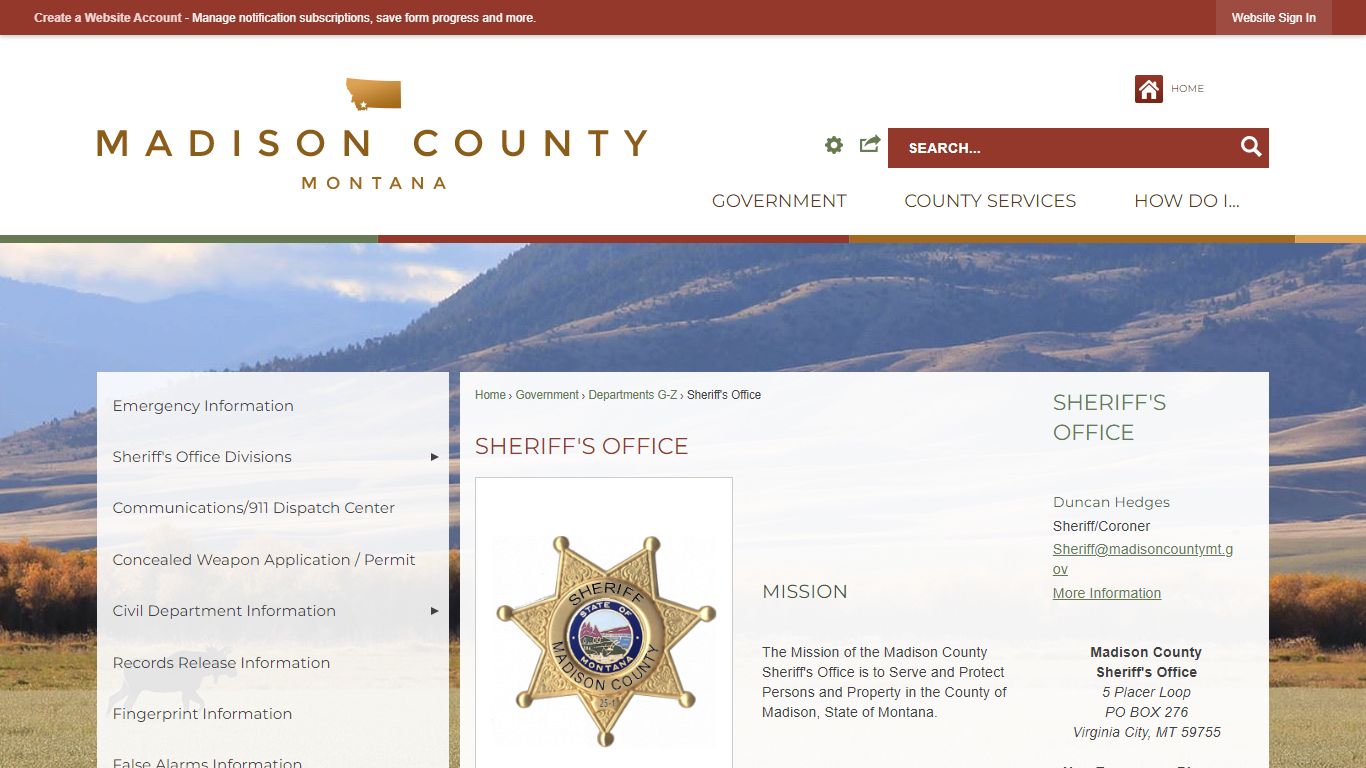 Sheriff's Office - Madison County, MT