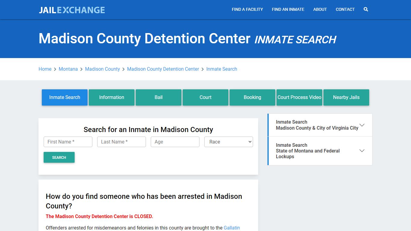 Madison County Detention Center Inmate Search - Jail Exchange